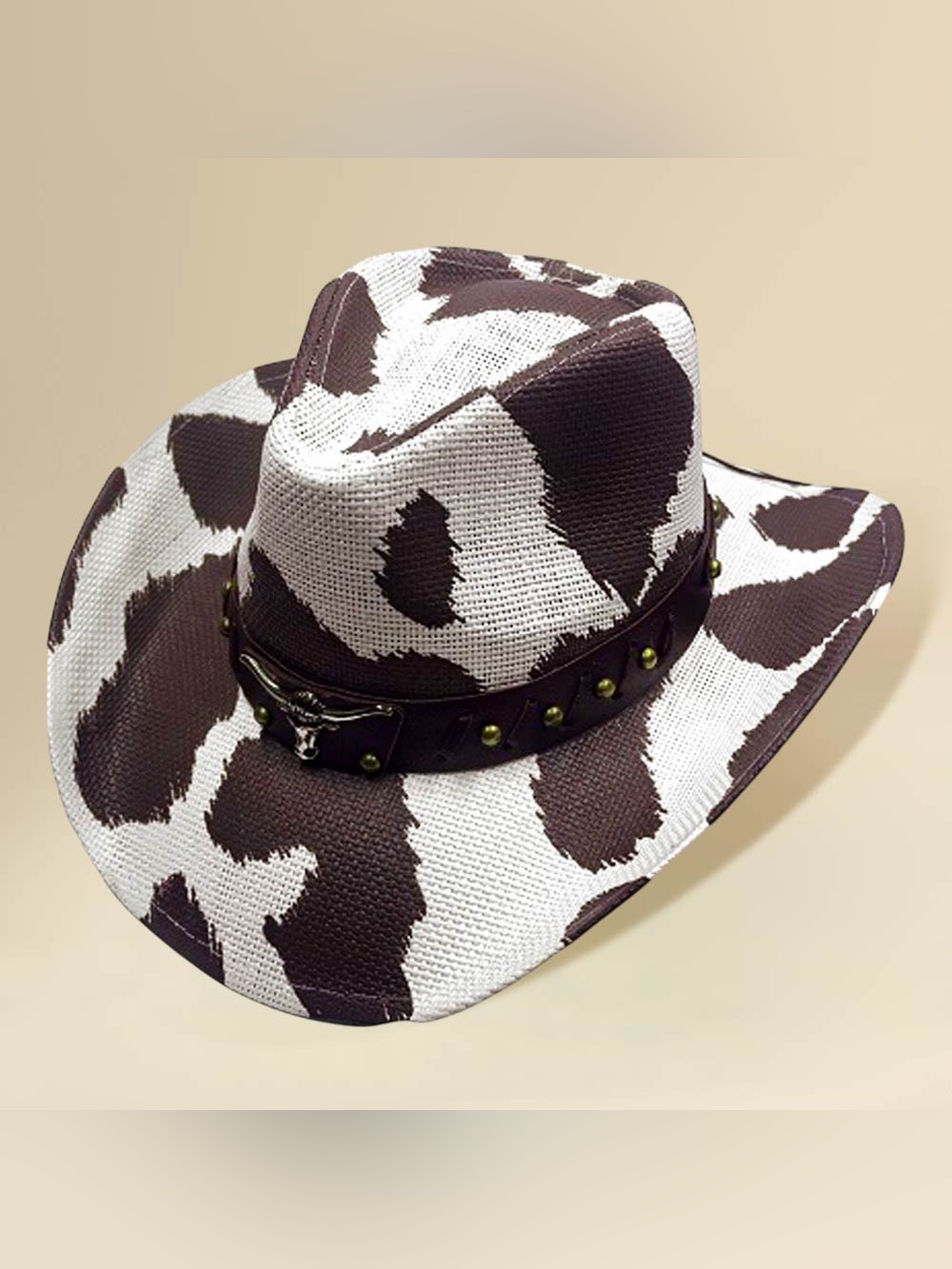 Camouflage Cow Print Woven Western Cowboy Hat